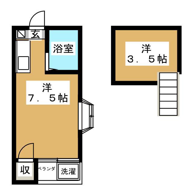 パインハウス(ワンルーム/2階)の間取り写真