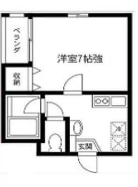 ヒルズ成城南(1K/2階)の間取り写真