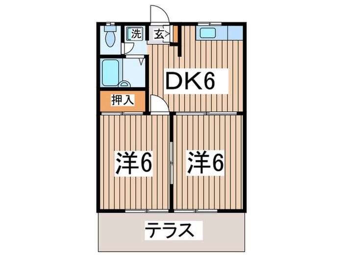 エステ―トピア カトウ(2DK/1階)の間取り写真