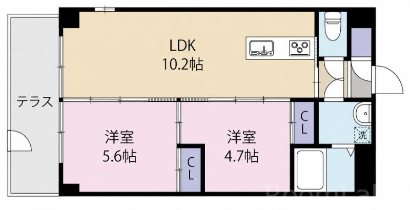 庭園レジデンス西館(2LDK/1階)の間取り写真