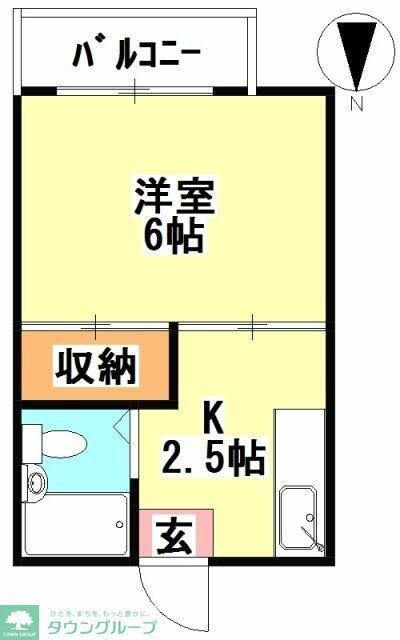 ホワイトコートカヤ(1K/1階)の間取り写真