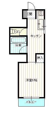 豊栄ハイツ本町(1K/3階)の間取り写真