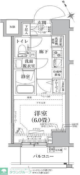 アイル横浜ノースツインズII(1K/6階)の間取り写真