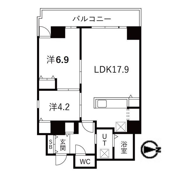 シティコート目黒2号棟 2(2LDK/4階)の間取り写真