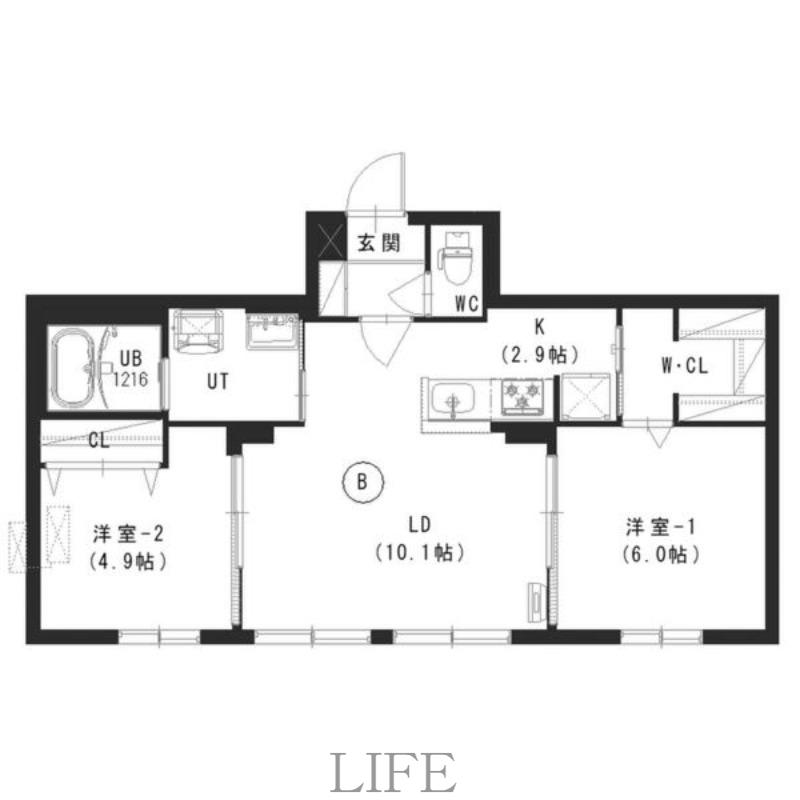 アッサンブラージュS.S.R.厚別東1-1(2LDK/2階)の間取り写真