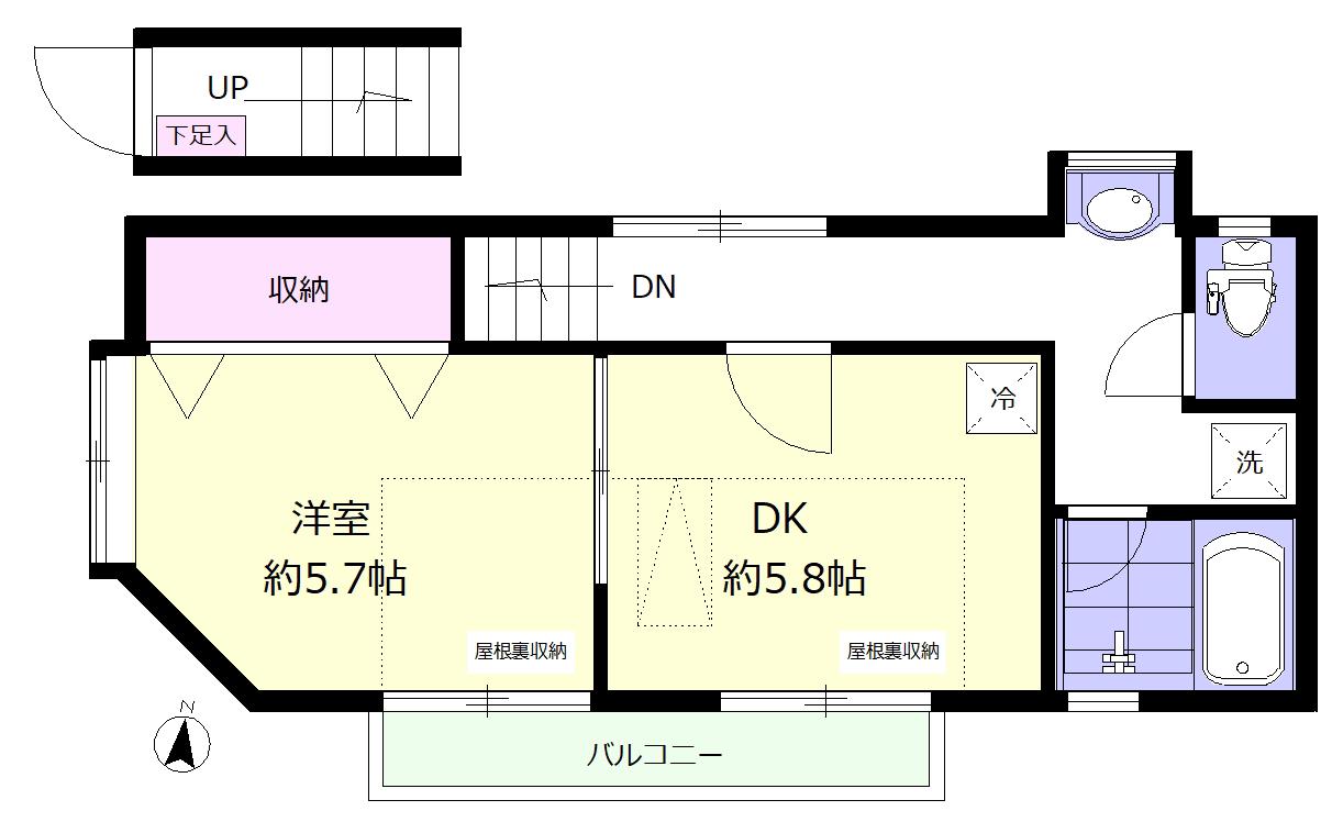 ことりハウス(1DK/2階)の間取り写真