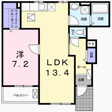 VILLA.やまっちゃ(1LDK/1階)の間取り写真