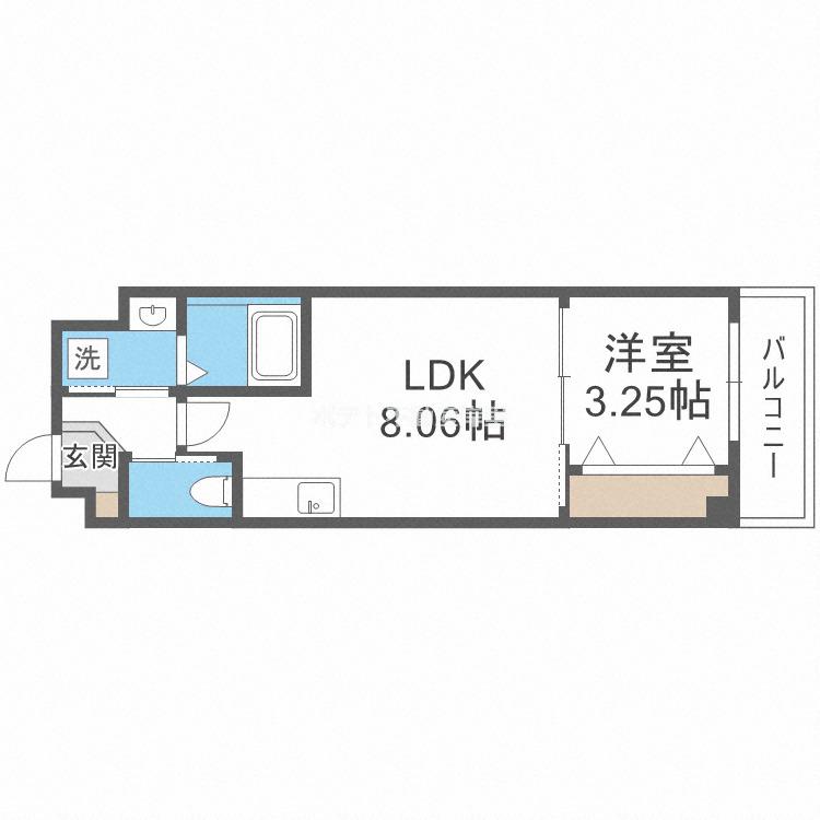 NU岸里駅前(1LDK/4階)の間取り写真