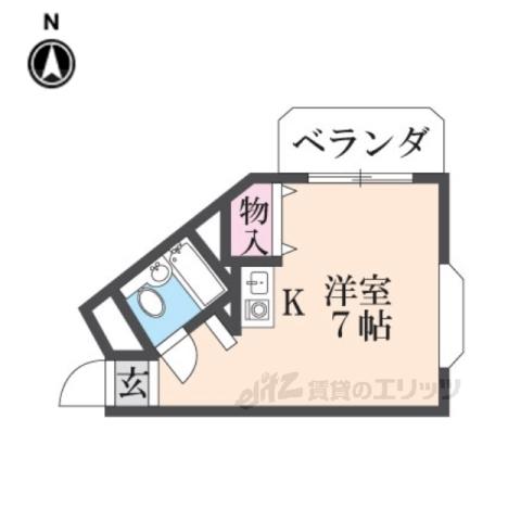 コスモヒルズ石切(ワンルーム/1階)の間取り写真