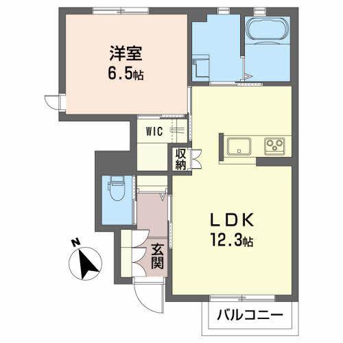 シャーメゾン城西(1LDK/1階)の間取り写真