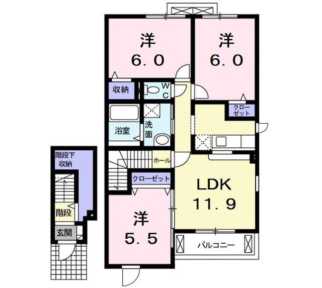 グランリーオB(3LDK/2階)の間取り写真