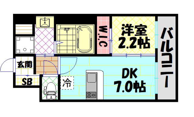セレニテ難波ミラク壱番館(1DK/2階)の間取り写真