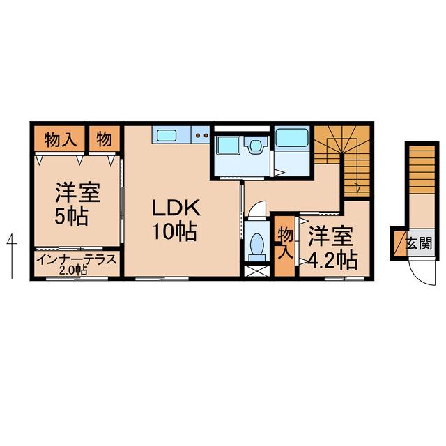 モイス・シャーム宮前(2LDK/2階)の間取り写真