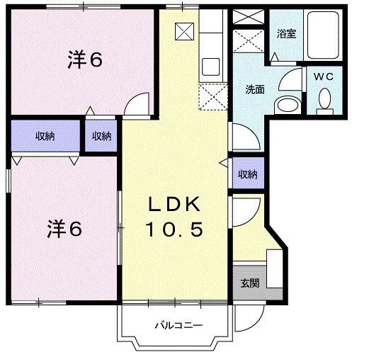 ハ-モニ-シーンI(2LDK/1階)の間取り写真