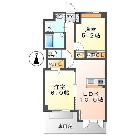 ウェントワース(2LDK/1階)の間取り写真