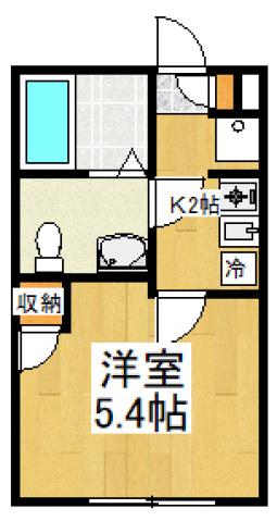 ルシエル一橋学園(1K/2階)の間取り写真