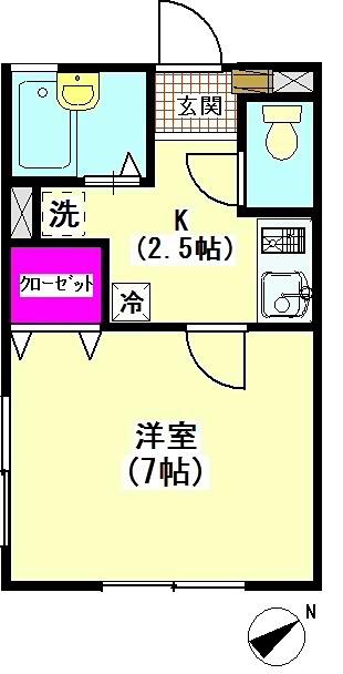 LILAVISTAII(1K/2階)の間取り写真