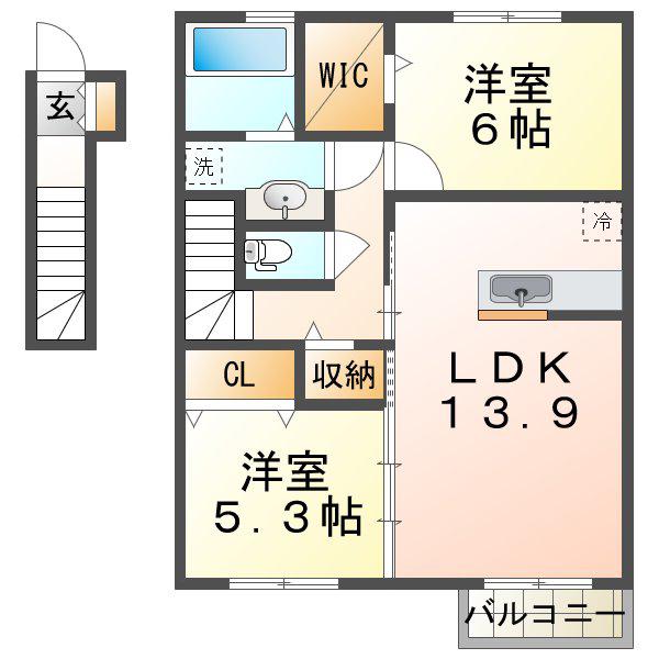 グランツ(2LDK/2階)の間取り写真