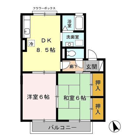 グランデ III(2DK/1階)の間取り写真