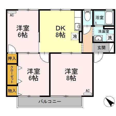 ドリーム末武(3DK/1階)の間取り写真