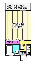 フラット荻窪I(1K/2階)の間取り写真