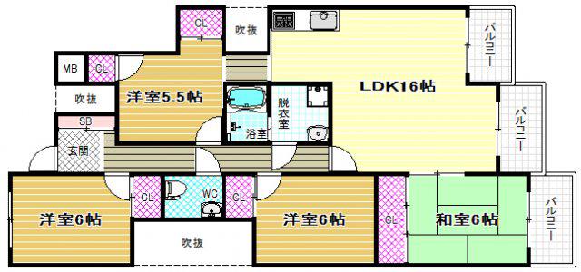 セルヴェール春日丘(4LDK/1階)の間取り写真