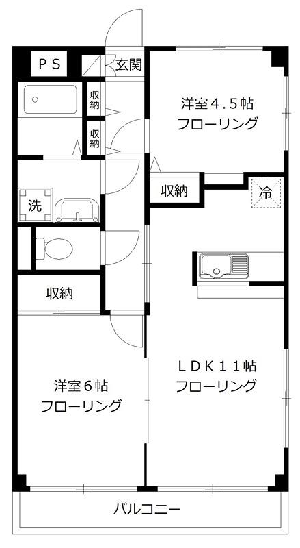 ラ・プリマヴェーラ(2LDK/2階)の間取り写真