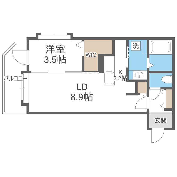 アルファスクエア北11東1(1LDK/1階)の間取り写真