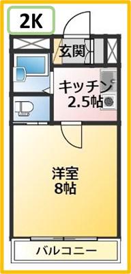 アーバン塩釜(1K/2階)の間取り写真
