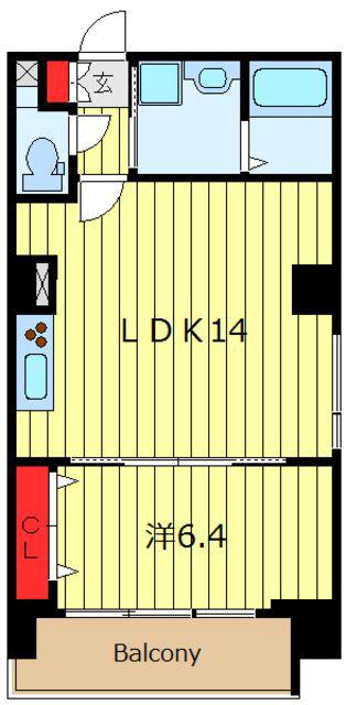 テルマエドムス根岸(1LDK/6階)の間取り写真