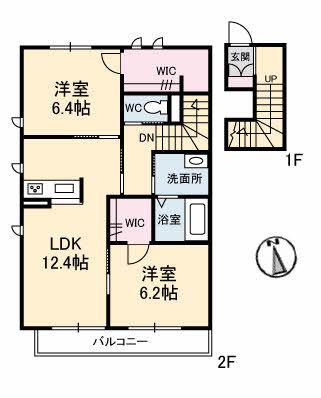 シャーメゾン K(2LDK/2階)の間取り写真