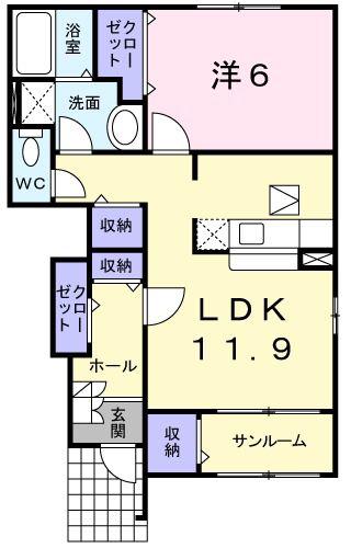 アルブルボア(1LDK/1階)の間取り写真