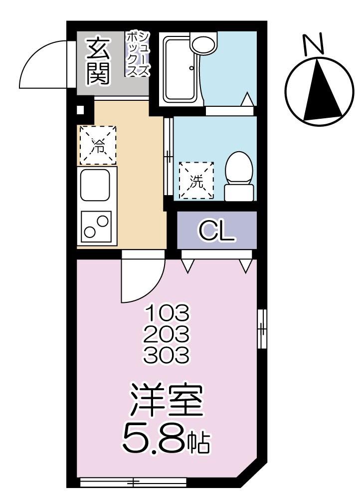 グランシャレー千住旭町(1K/1階)の間取り写真