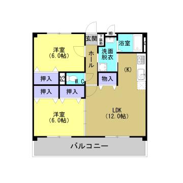 パークサイド山ノ内A(2LDK/3階)の間取り写真