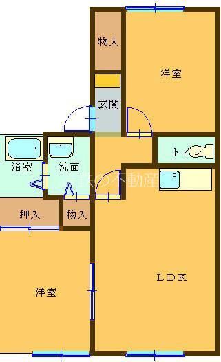 セジュールハピネスA(2DK/2階)の間取り写真