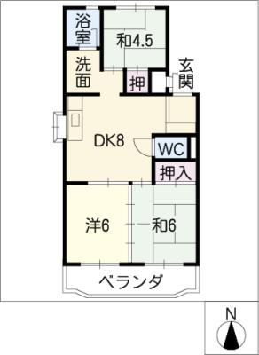 ダイヤマンション(3DK/4階)の間取り写真
