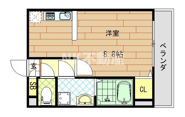 LIVINGLIFE花園西町(1K/2階)の間取り写真