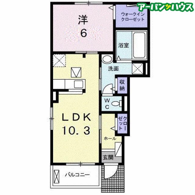 クレストハイムB(1LDK/1階)の間取り写真