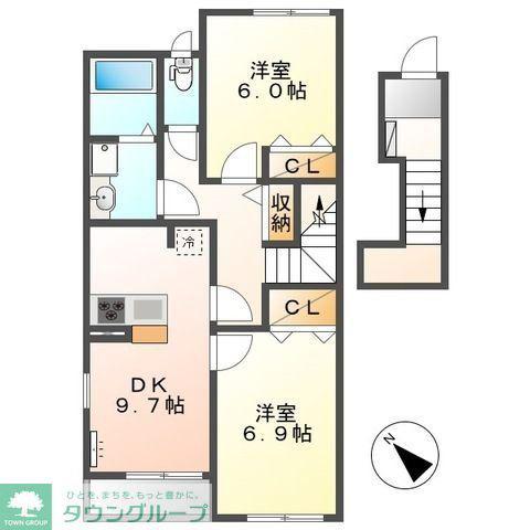 RAINBOW STAY(2DK/2階)の間取り写真