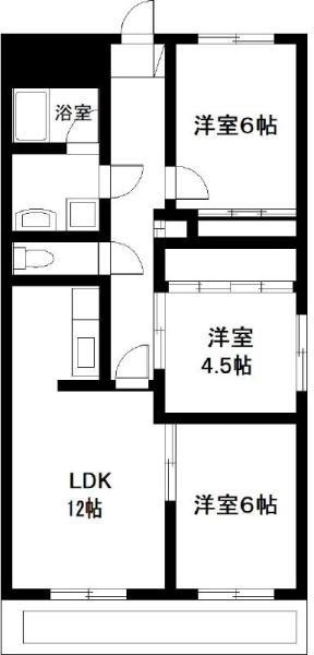 サンモール広島(3LDK/3階)の間取り写真