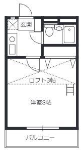 ヴィラリスヴラン(1K/2階)の間取り写真