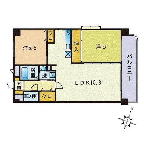 グランディール三和大名(2LDK/8階)の間取り写真