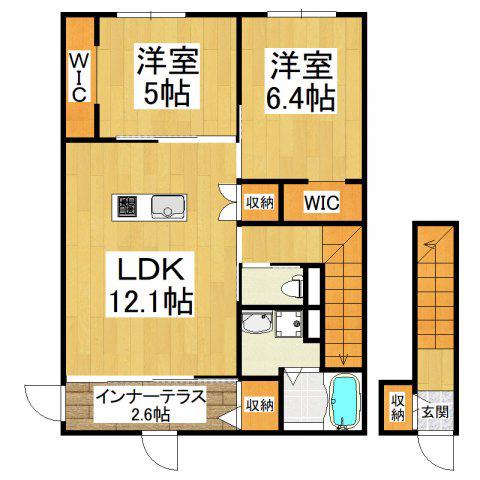 RIFFEL RITZ(2LDK/2階)の間取り写真