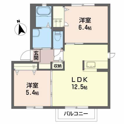 カメリアガーデン・C(2LDK/2階)の間取り写真
