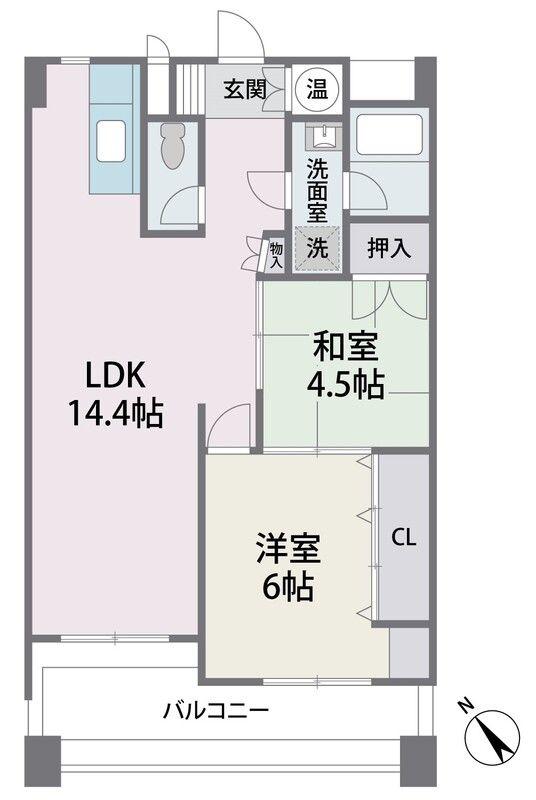 高砂マンション(2LDK/6階)の間取り写真