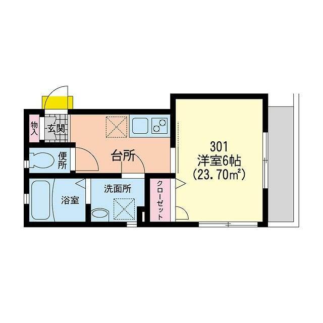 ヒルポイント(1K/3階)の間取り写真