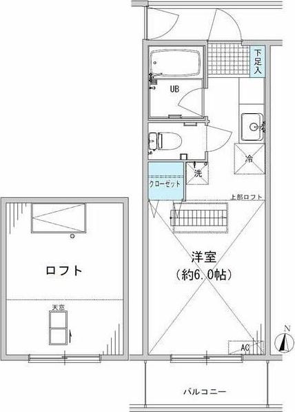 コーポ大野(ワンルーム/2階)の間取り写真