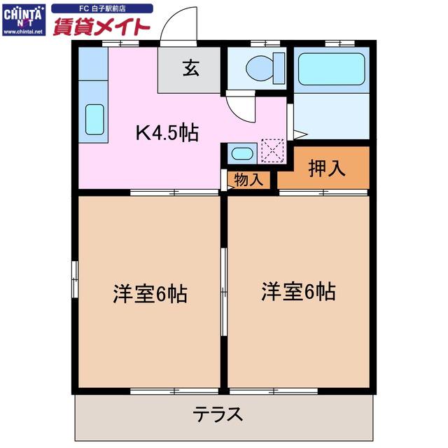 サンシティ(2K/1階)の間取り写真