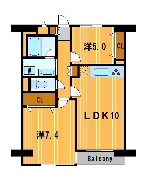 ベイ・イースト(2LDK/6階)の間取り写真
