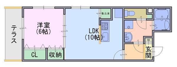ルテア神足(1LDK/1階)の間取り写真